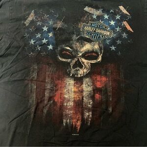 Harley-Davidson Skull American Flag T-Shirt Black XL 2017 Smoky Mountain